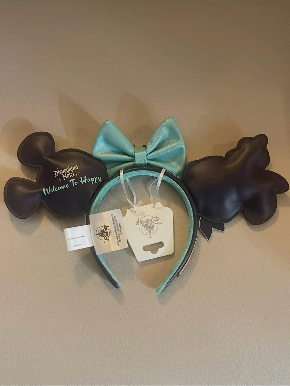 ✨ Disneyland Hotel Minnie & Mickey Ears Headband - Teal Bow